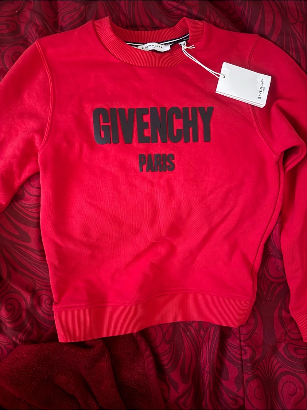 Givenchy Red Ribbed Crewneck Sweatshirt